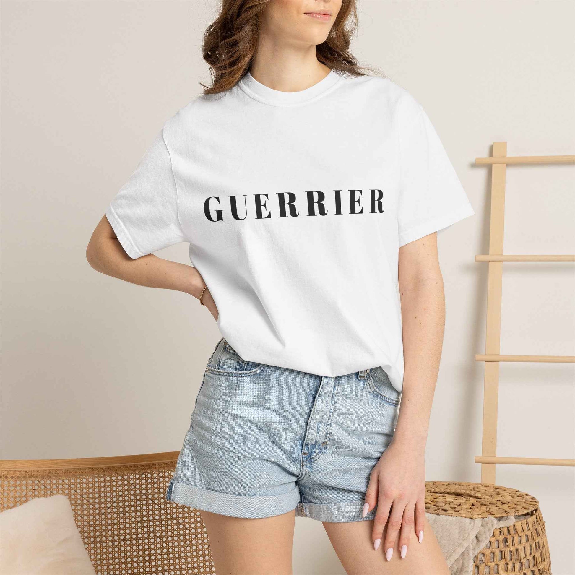 Guerrier T-Shirt — Bold Stencil Lettering Tee