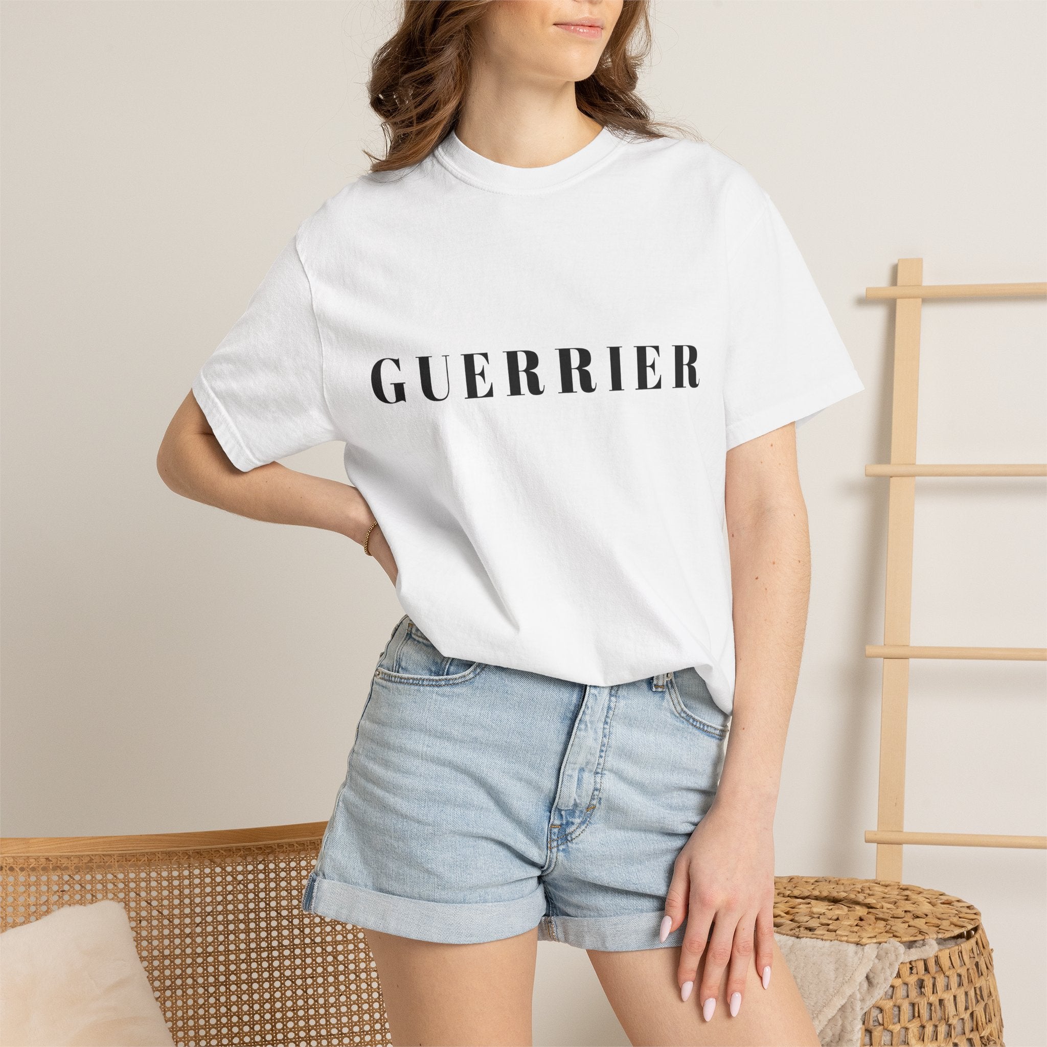 Guerrier T-Shirt — Bold Stencil Lettering Tee
