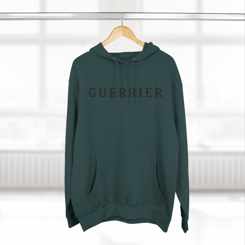 Guerrier Minimalist Hoodie — French 'Guerrier' Text Fleece Pullover
