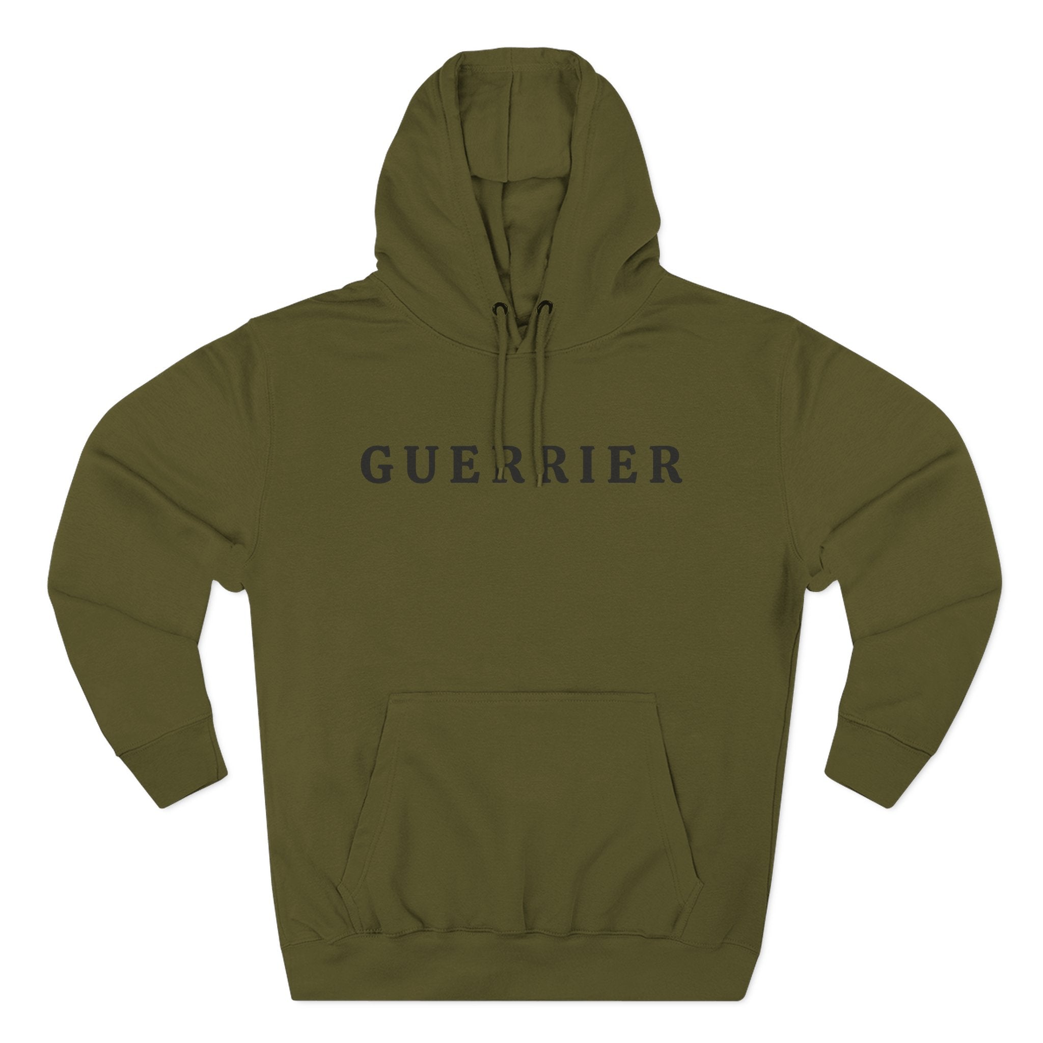 Guerrier Minimalist Hoodie — French 'Guerrier' Text Fleece Pullover
