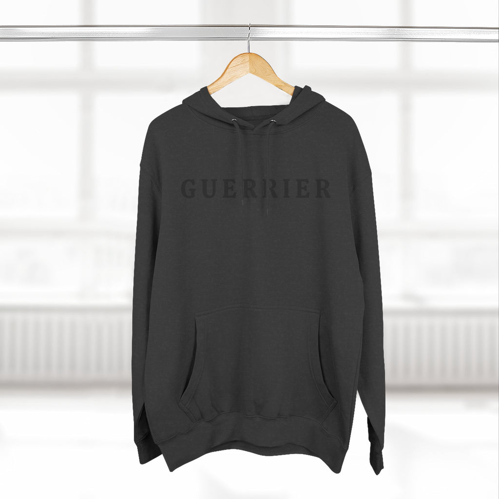 Guerrier Minimalist Hoodie — French 'Guerrier' Text Fleece Pullover