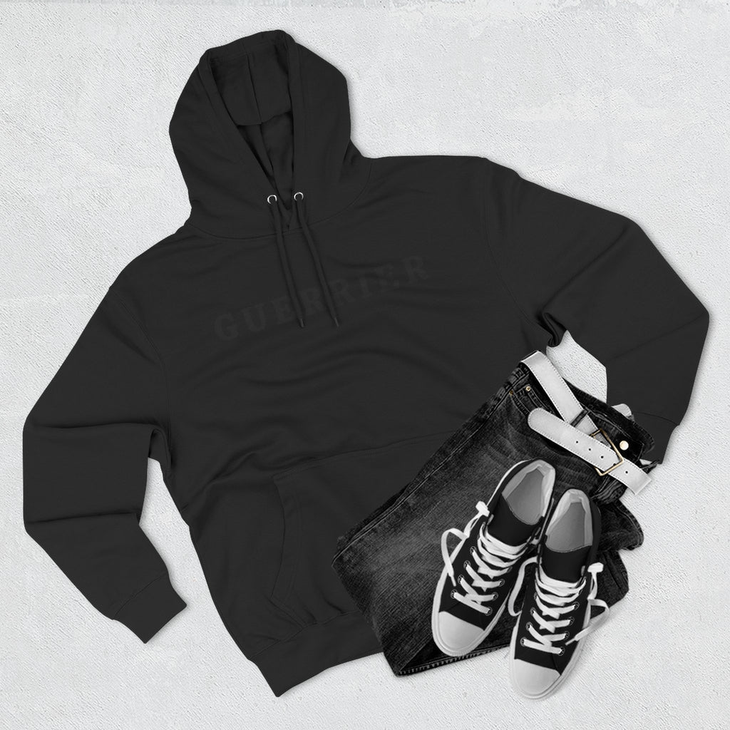 Guerrier Minimalist Hoodie — French 'Guerrier' Text Fleece Pullover