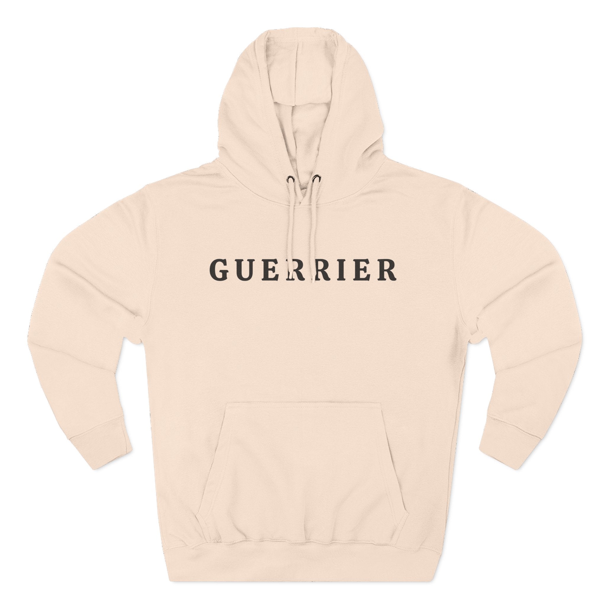 Guerrier Minimalist Hoodie — French 'Guerrier' Text Fleece Pullover