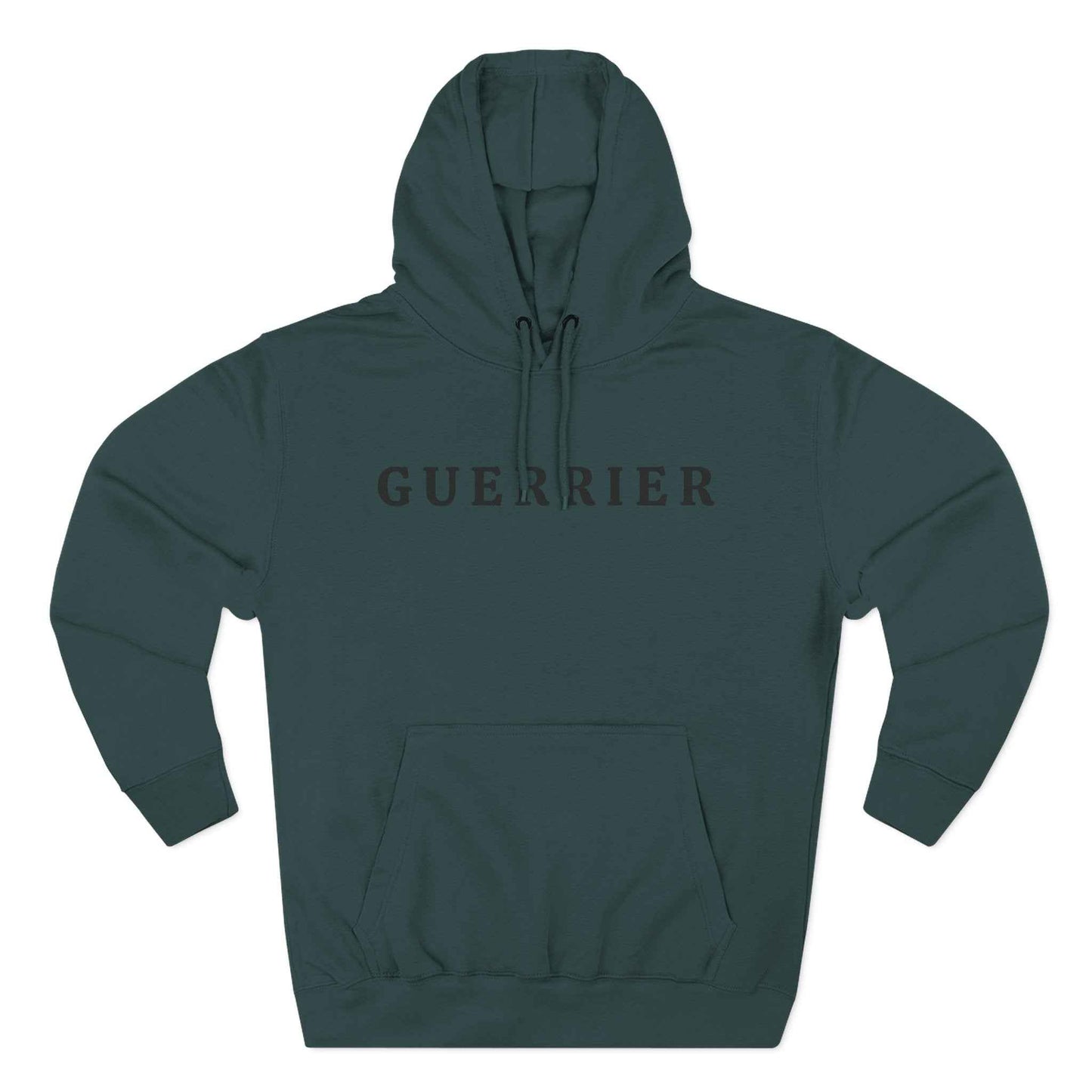 Guerrier Minimalist Hoodie — French 'Guerrier' Text Fleece Pullover