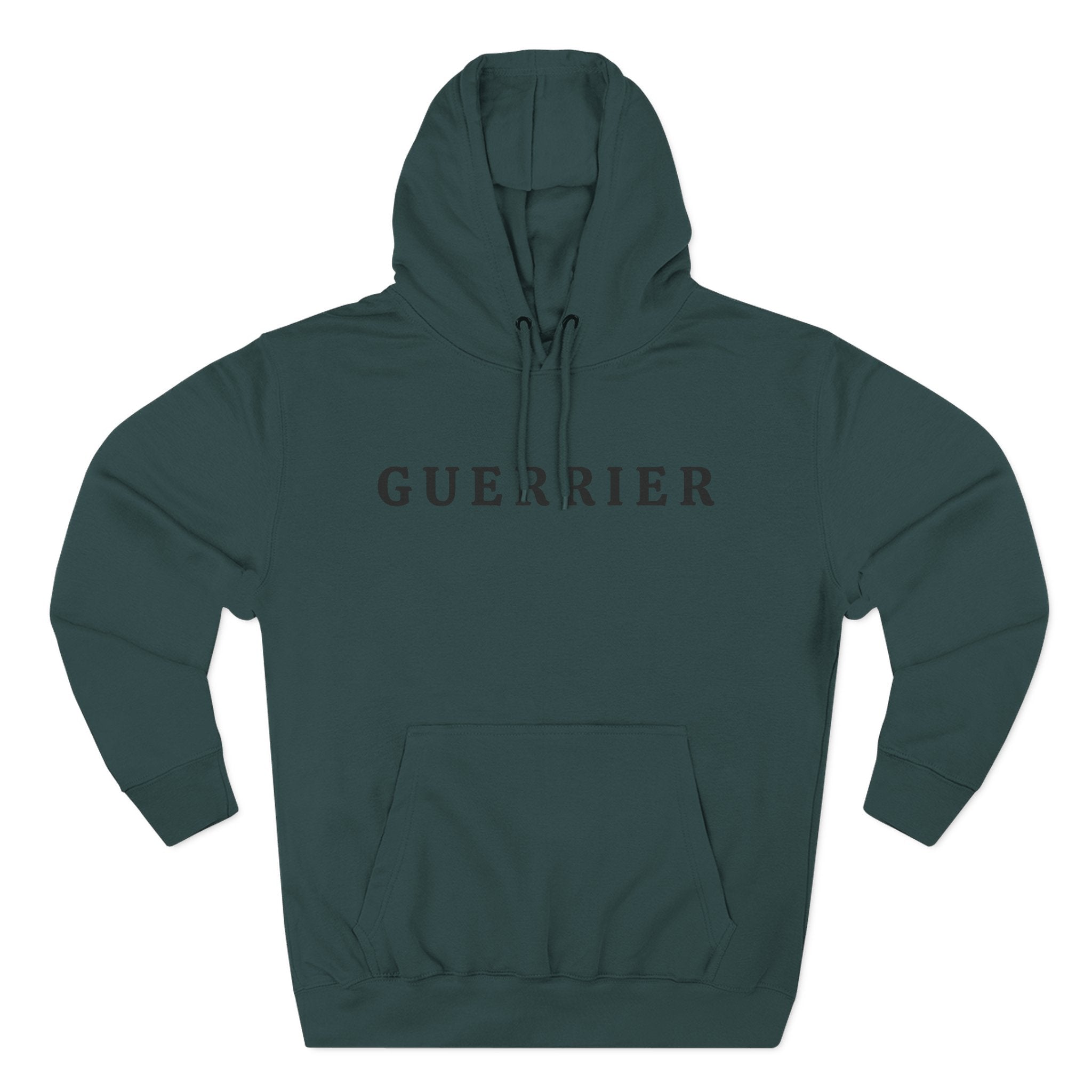 Guerrier Minimalist Hoodie — French 'Guerrier' Text Fleece Pullover