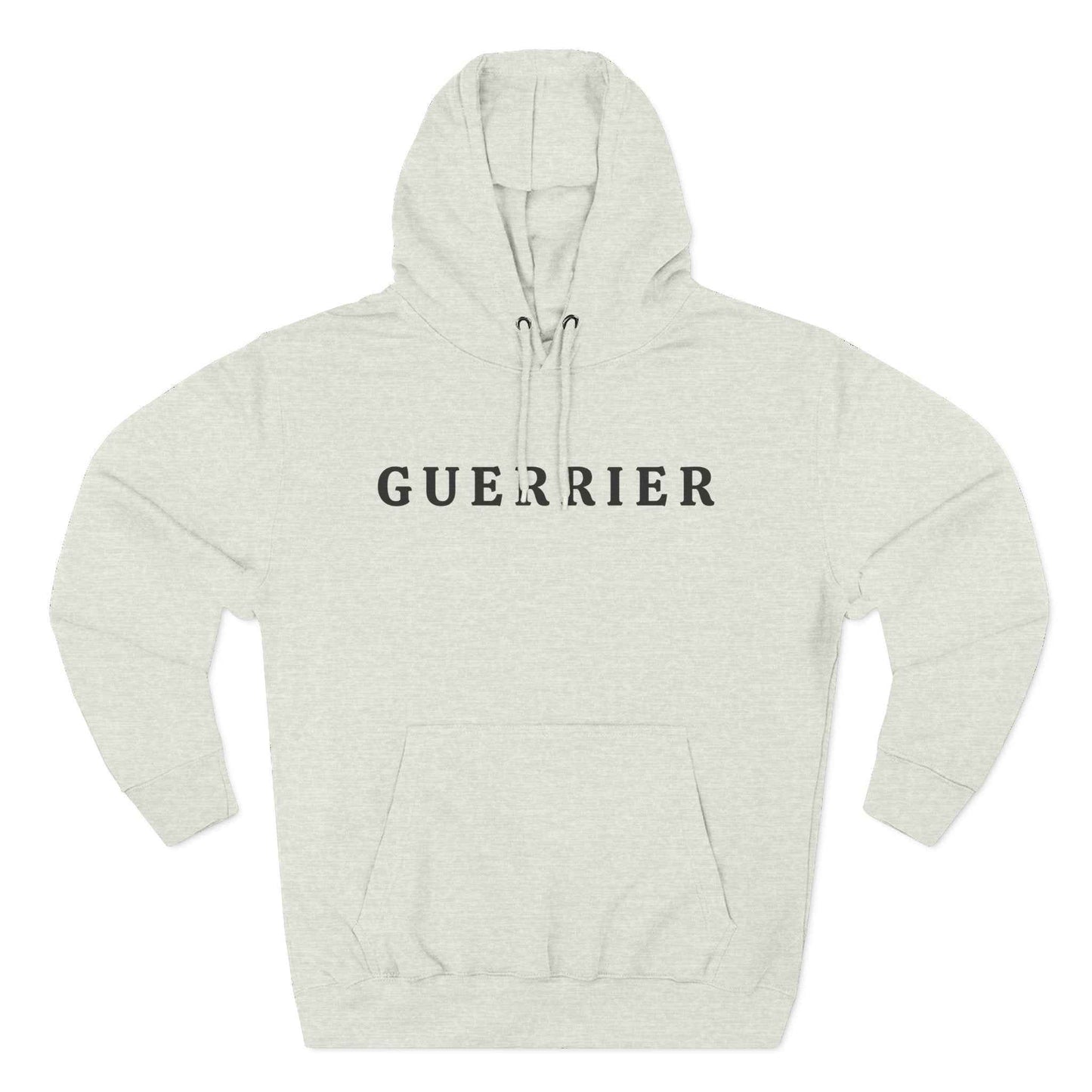 Guerrier Minimalist Hoodie — French 'Guerrier' Text Fleece Pullover