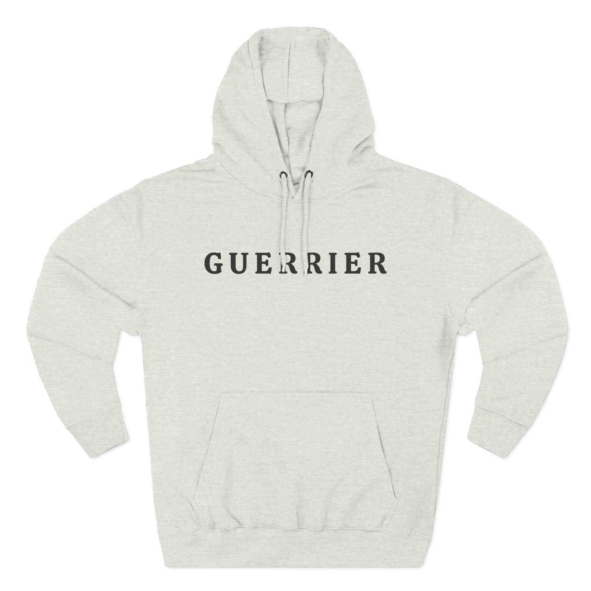 Guerrier Minimalist Hoodie — French 'Guerrier' Text Fleece Pullover