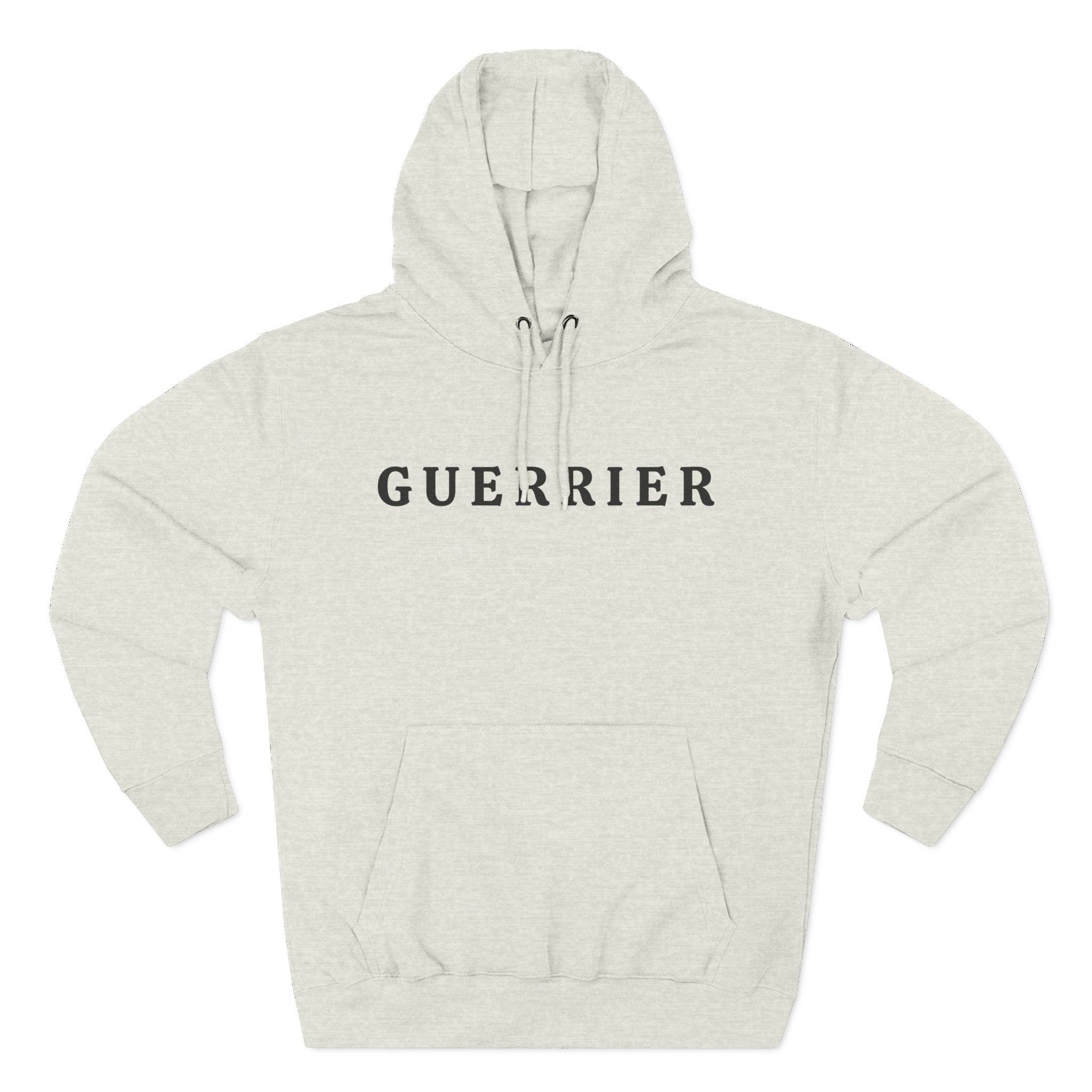 Guerrier Minimalist Hoodie — French 'Guerrier' Text Fleece Pullover
