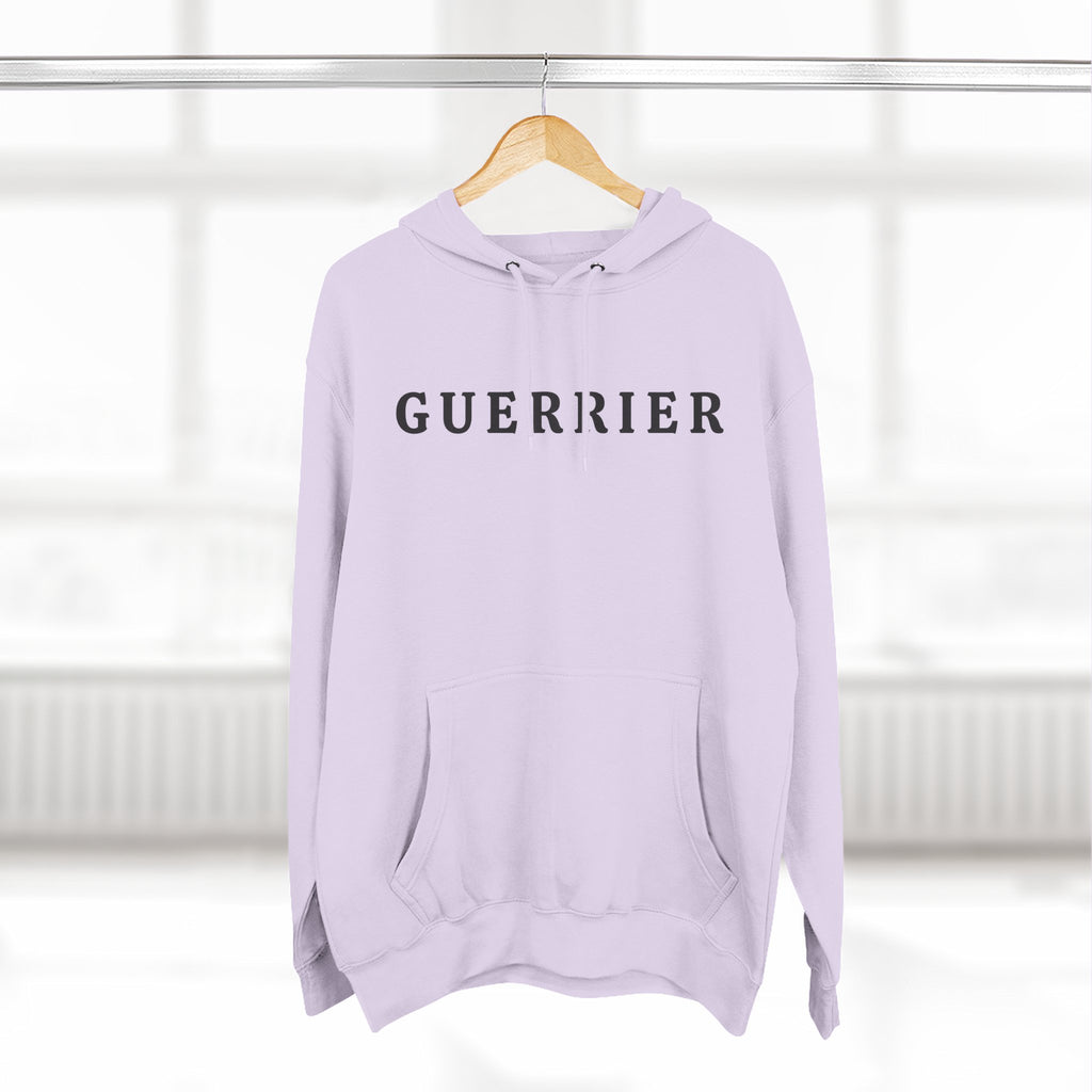 Guerrier Minimalist Hoodie — French 'Guerrier' Text Fleece Pullover