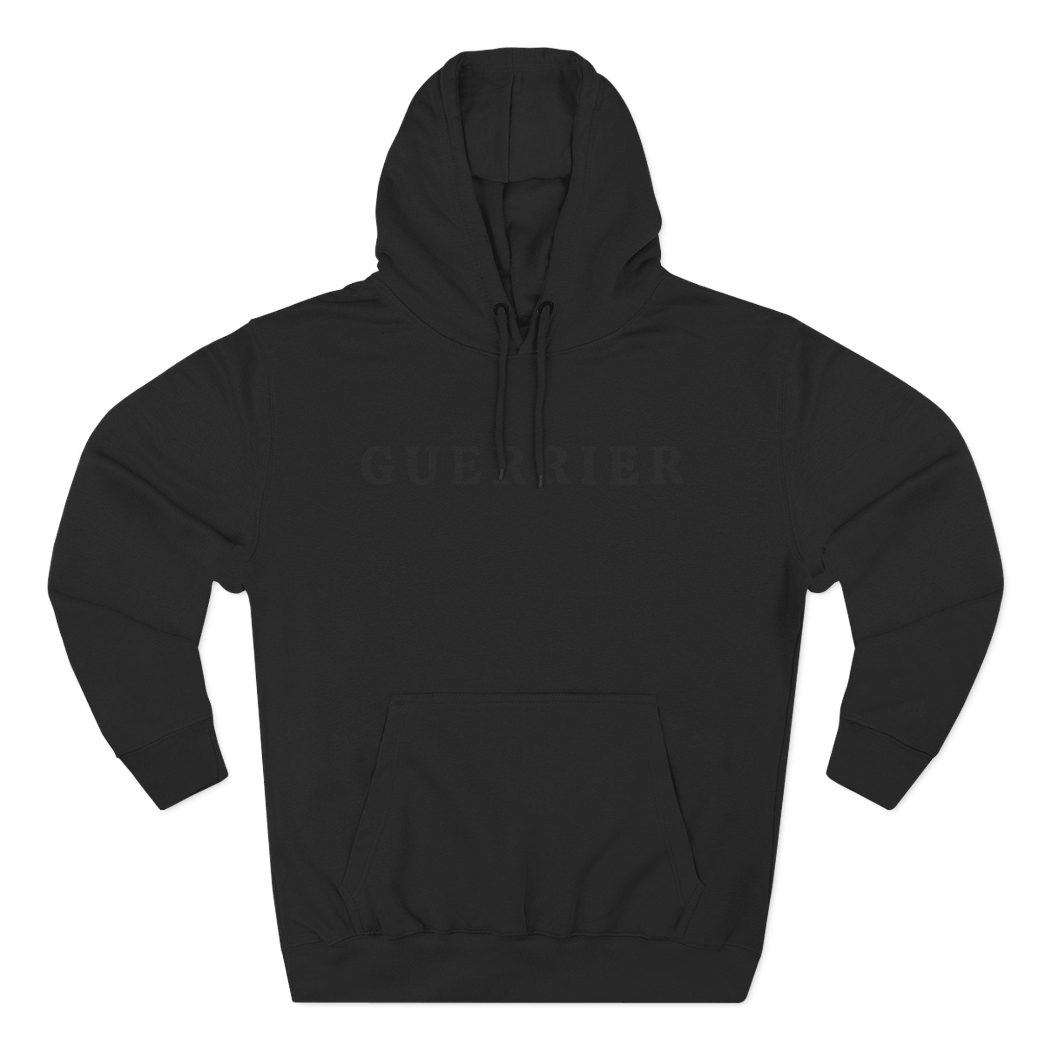 Guerrier Minimalist Hoodie — French 'Guerrier' Text Fleece Pullover