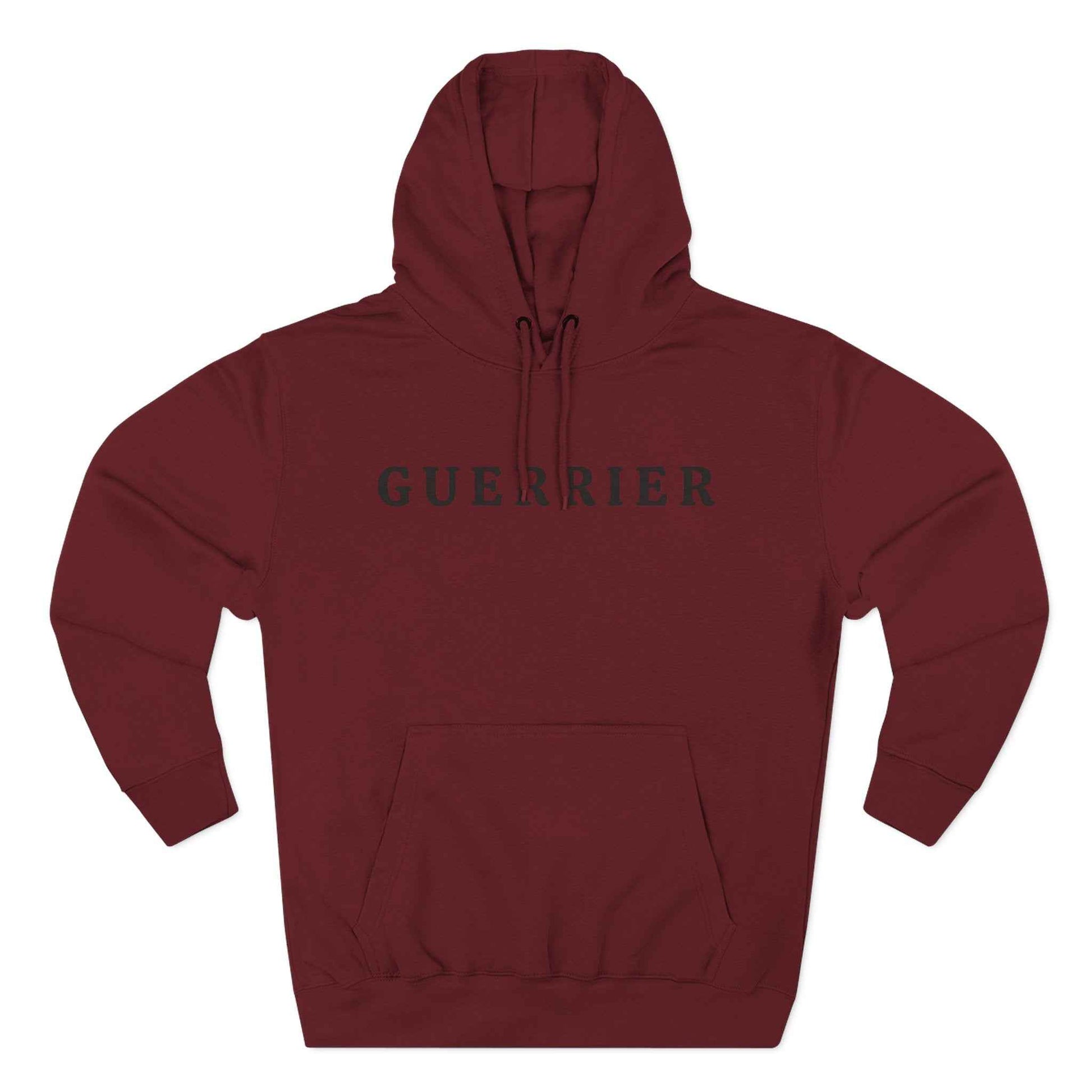 Guerrier Minimalist Hoodie — French 'Guerrier' Text Fleece Pullover
