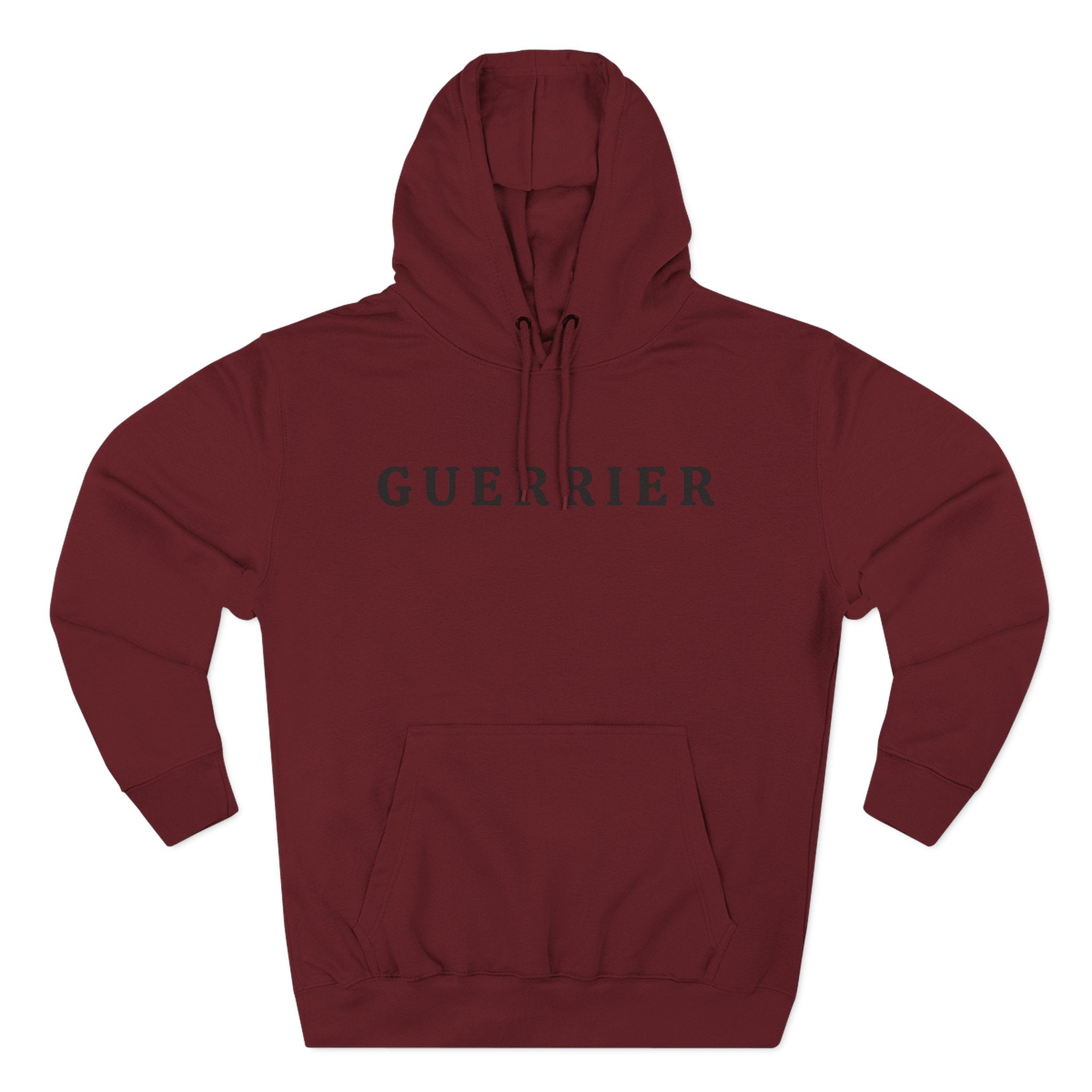 Guerrier Minimalist Hoodie — French 'Guerrier' Text Fleece Pullover