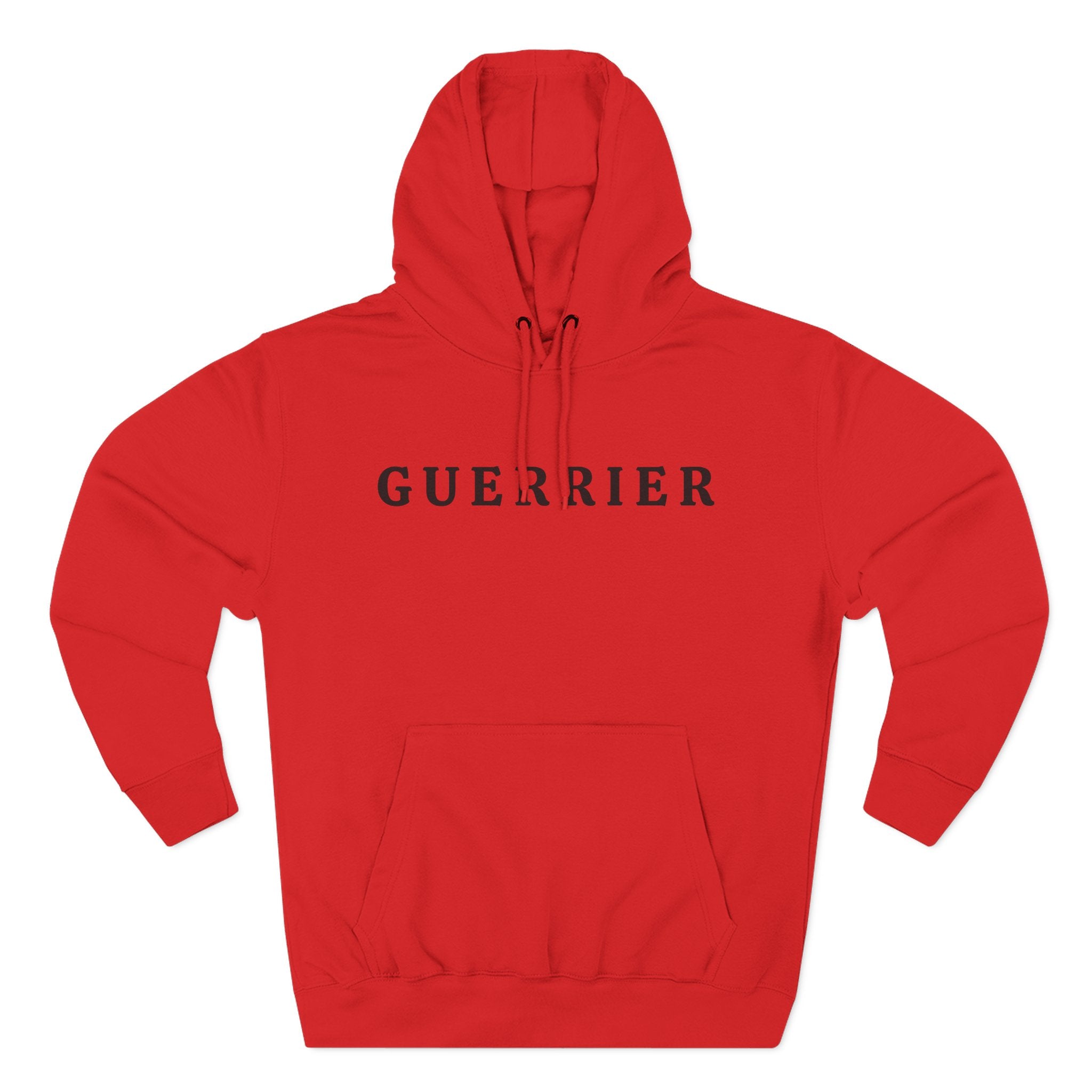 Guerrier Minimalist Hoodie — French 'Guerrier' Text Fleece Pullover
