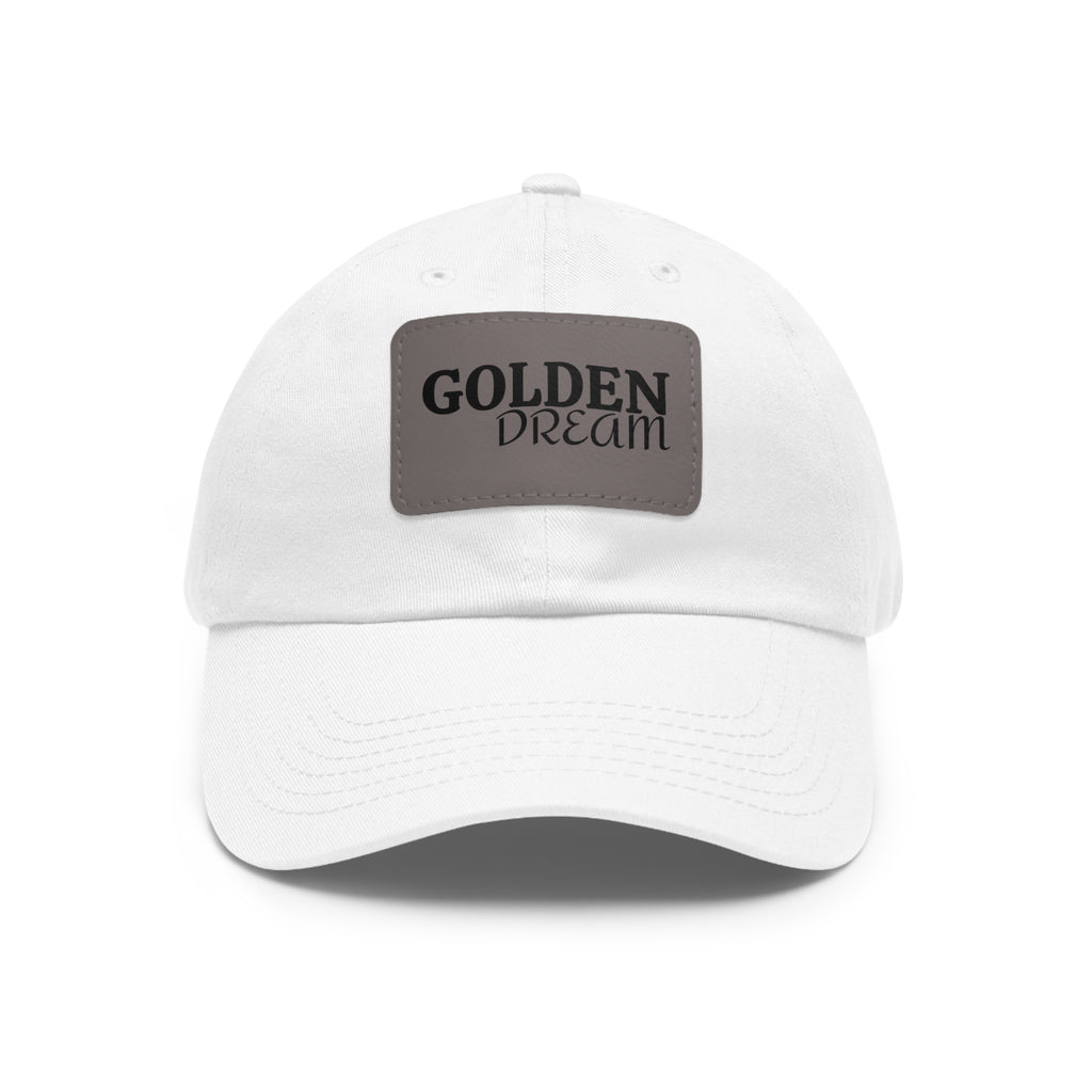 Golden Dream Leather Patch Dad Hat — Adjustable Casual Baseball Cap