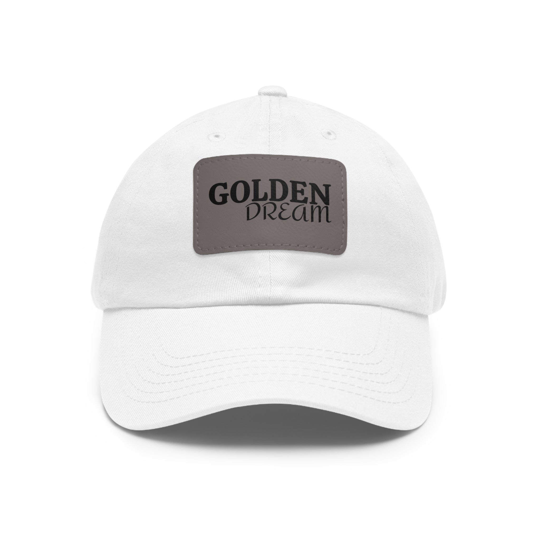 Golden Dream Leather Patch Dad Hat — Adjustable Casual Baseball Cap