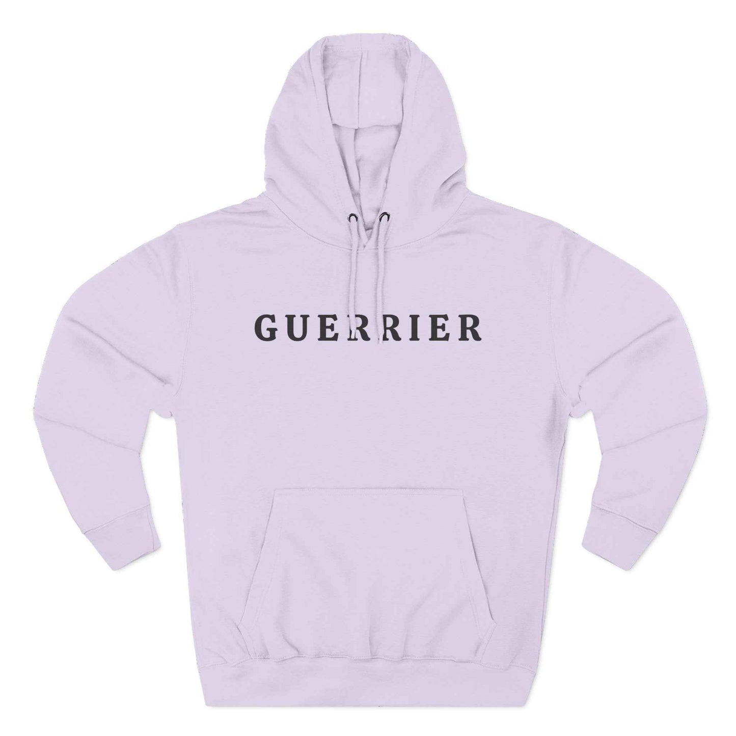 Guerrier Minimalist Hoodie — French 'Guerrier' Text Fleece Pullover