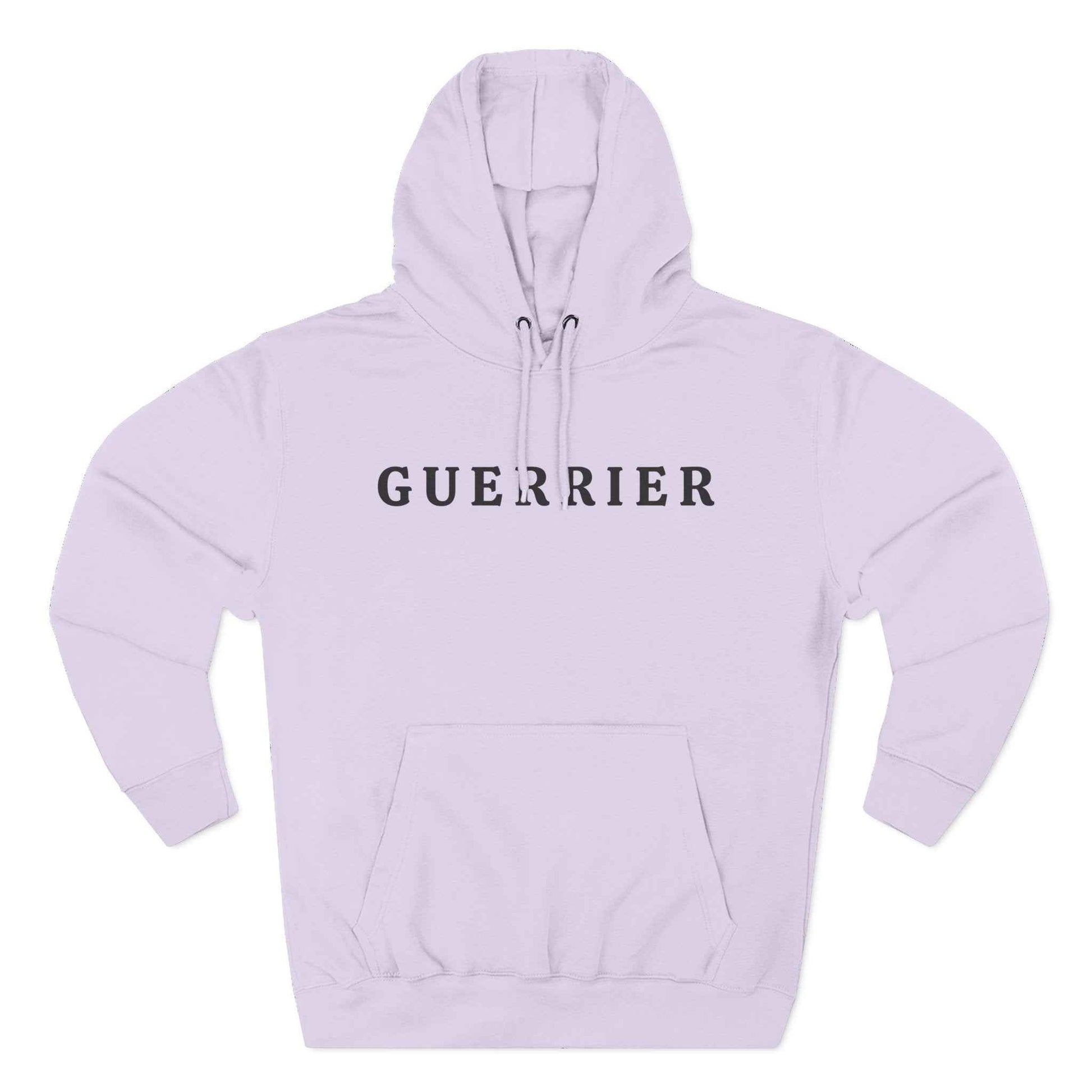 Guerrier Minimalist Hoodie — French 'Guerrier' Text Fleece Pullover