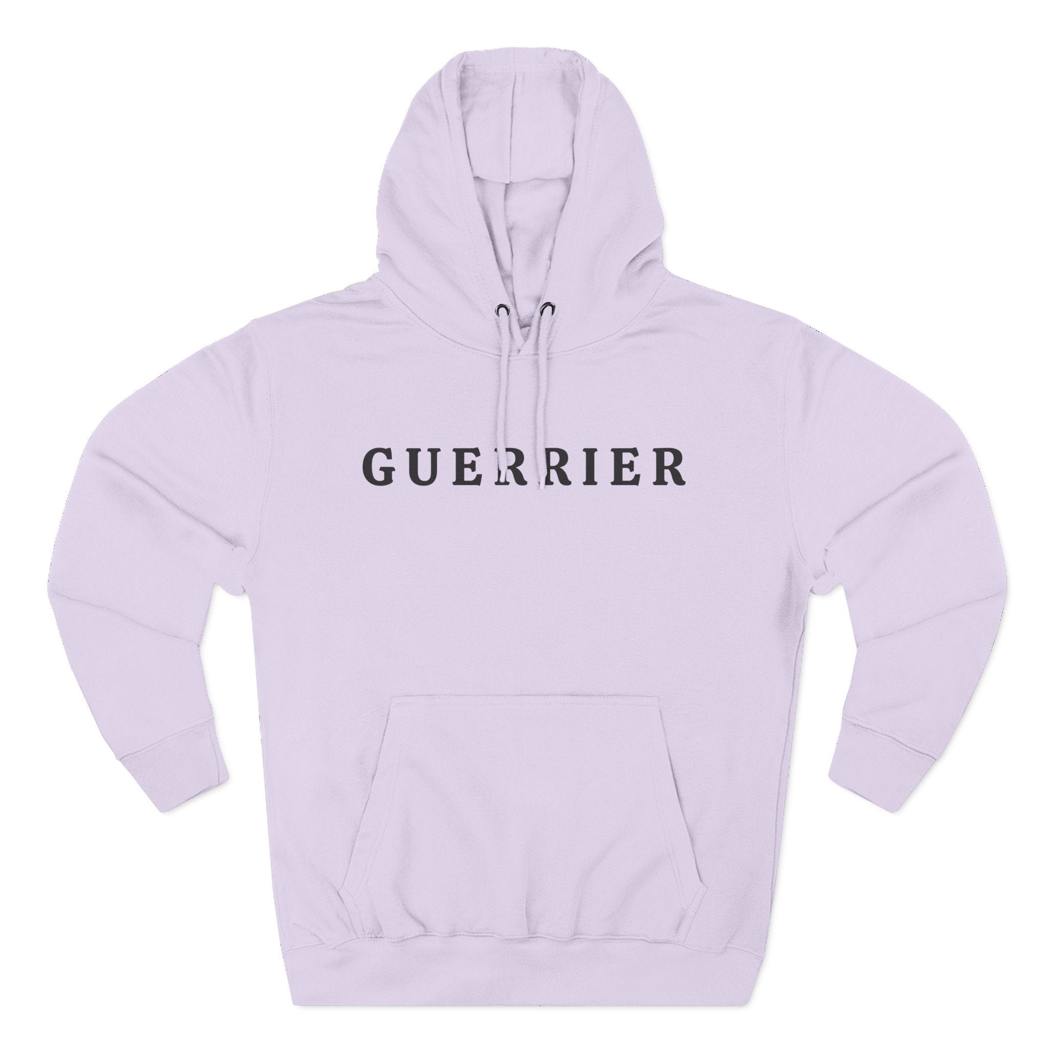 Guerrier Minimalist Hoodie — French 'Guerrier' Text Fleece Pullover