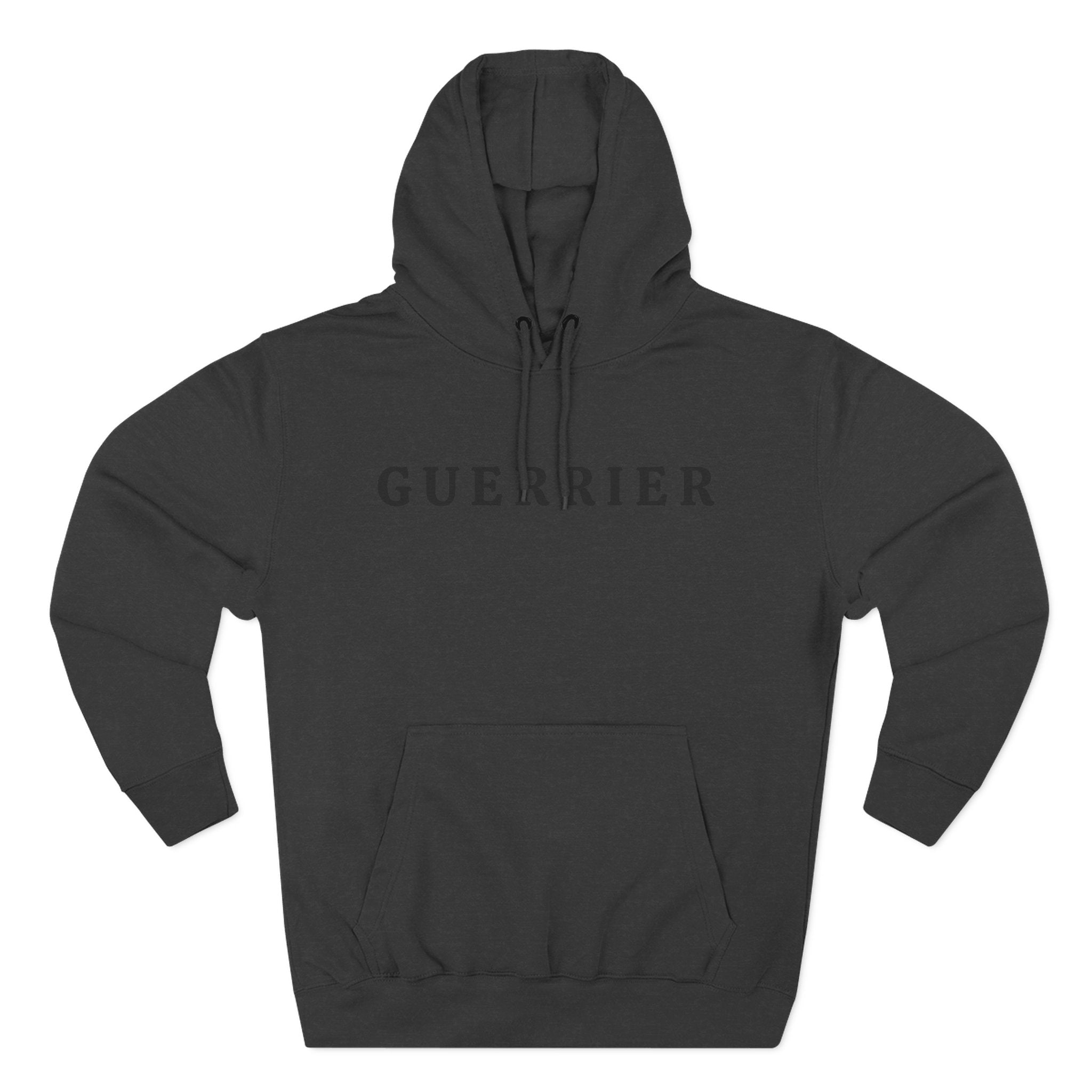 Guerrier Minimalist Hoodie — French 'Guerrier' Text Fleece Pullover