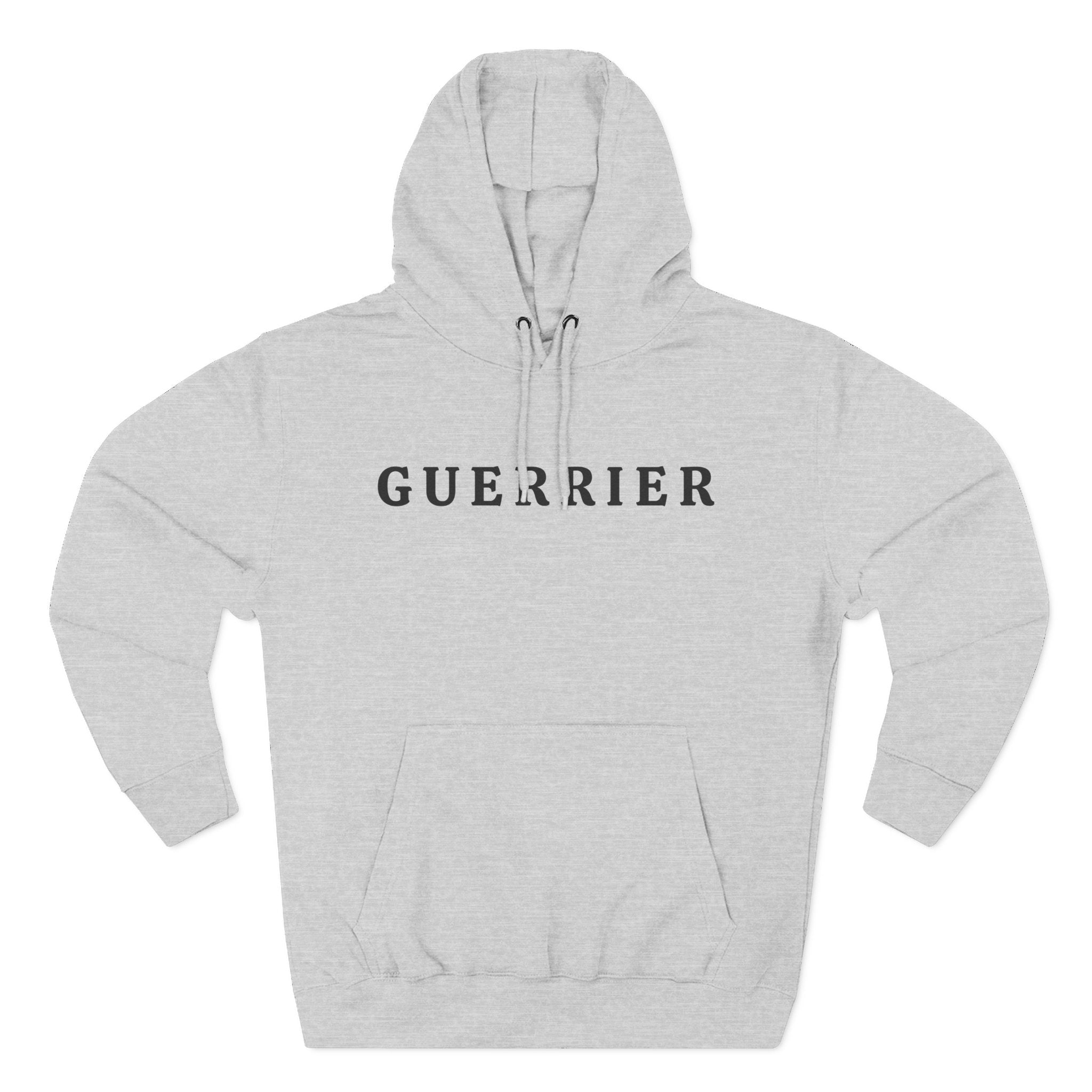 Guerrier Minimalist Hoodie — French 'Guerrier' Text Fleece Pullover