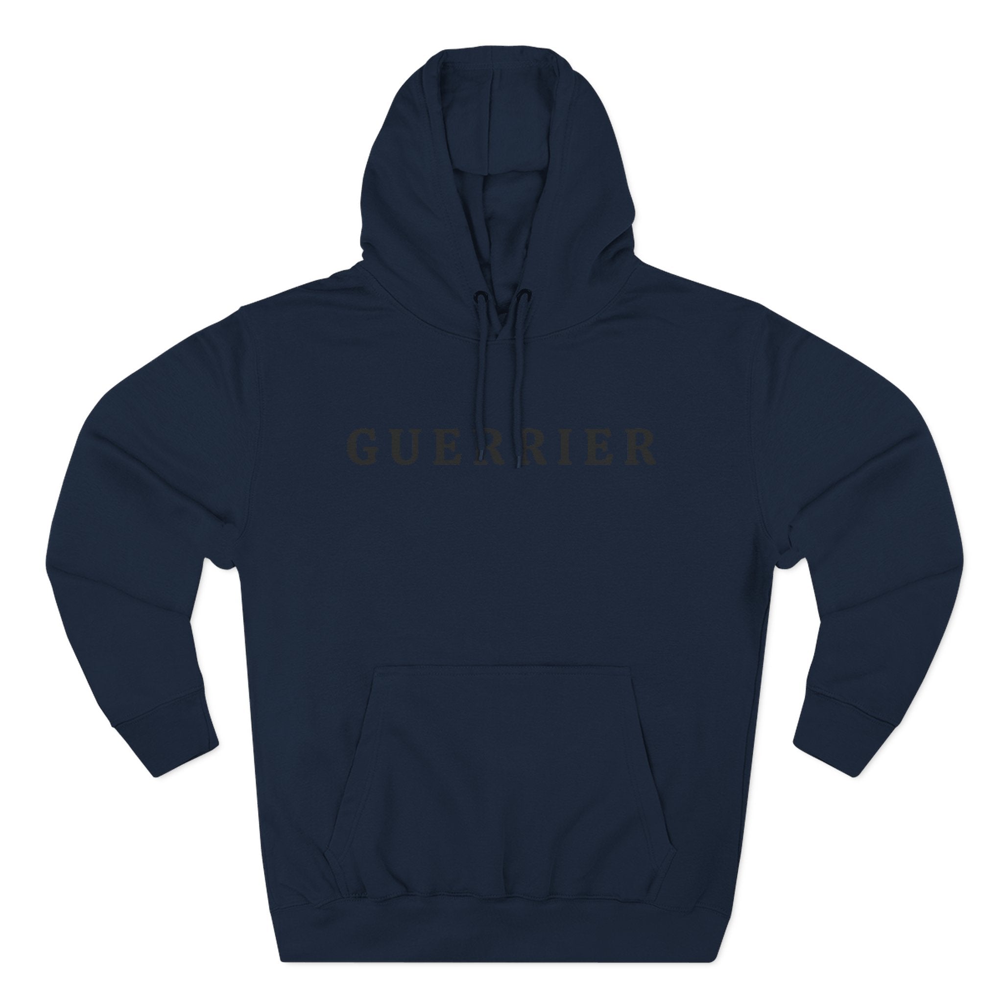 Guerrier Minimalist Hoodie — French 'Guerrier' Text Fleece Pullover