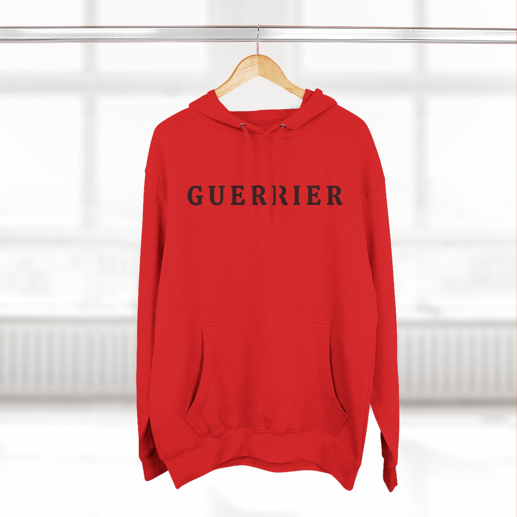 Guerrier Minimalist Hoodie — French 'Guerrier' Text Fleece Pullover