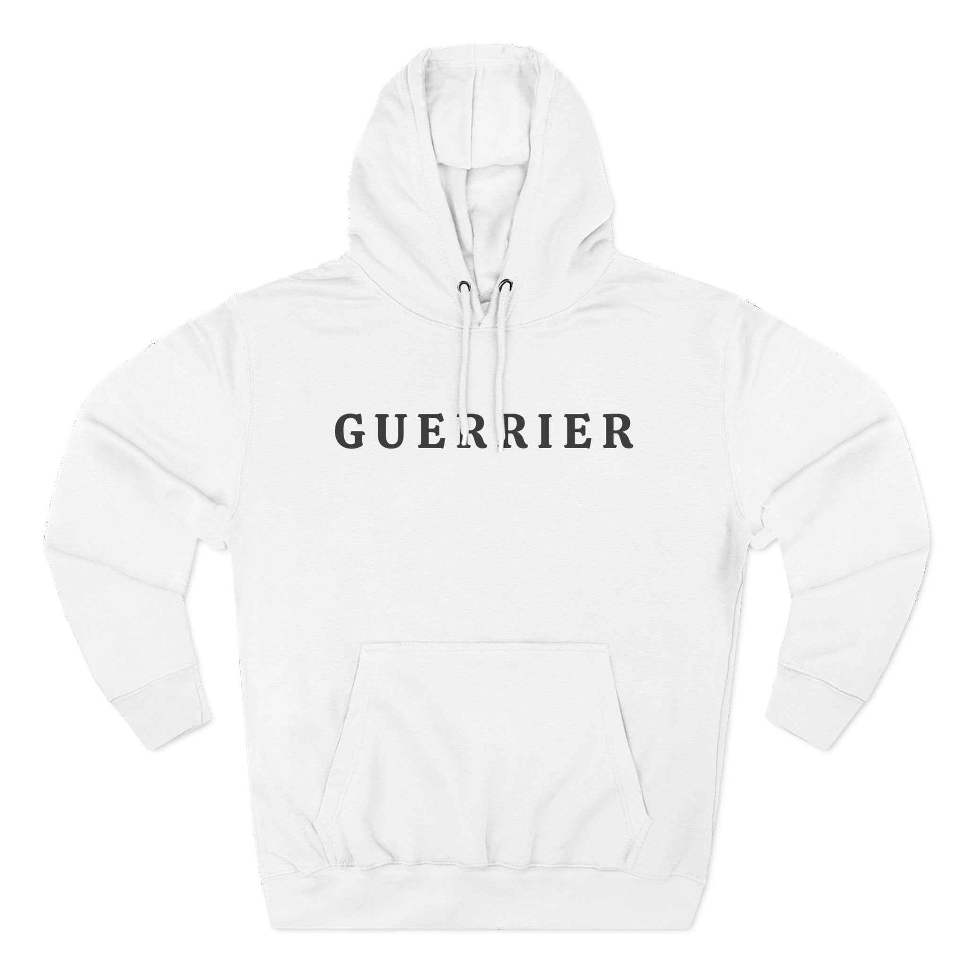 Guerrier Minimalist Hoodie — French 'Guerrier' Text Fleece Pullover