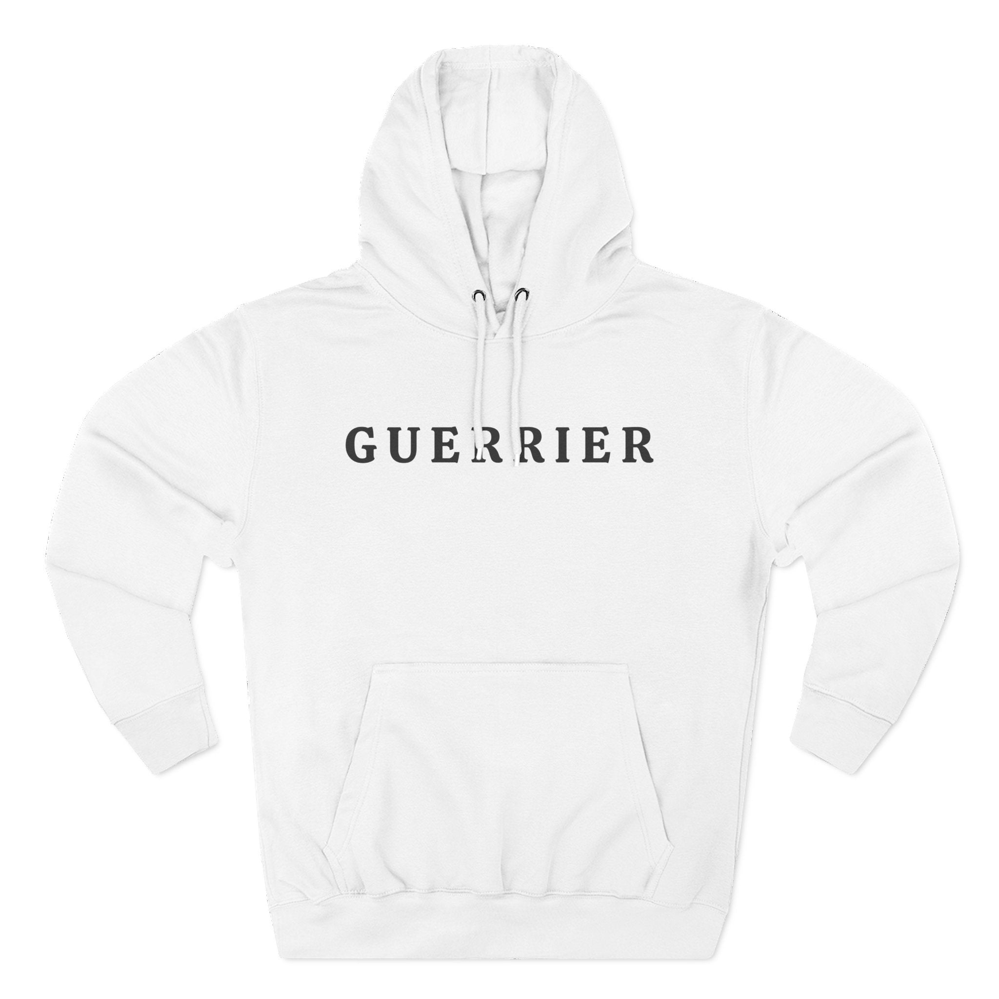 Guerrier Minimalist Hoodie — French 'Guerrier' Text Fleece Pullover