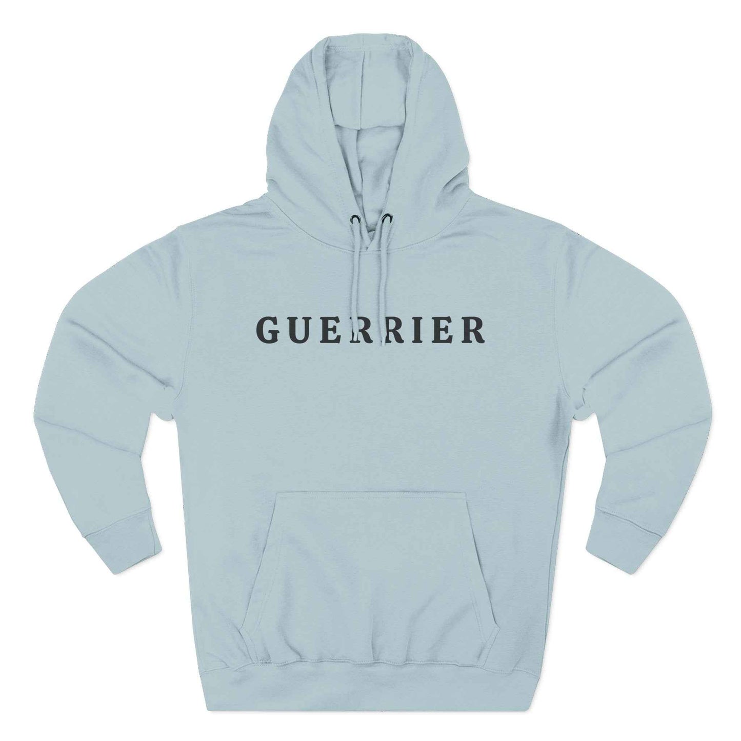 Guerrier Minimalist Hoodie — French 'Guerrier' Text Fleece Pullover