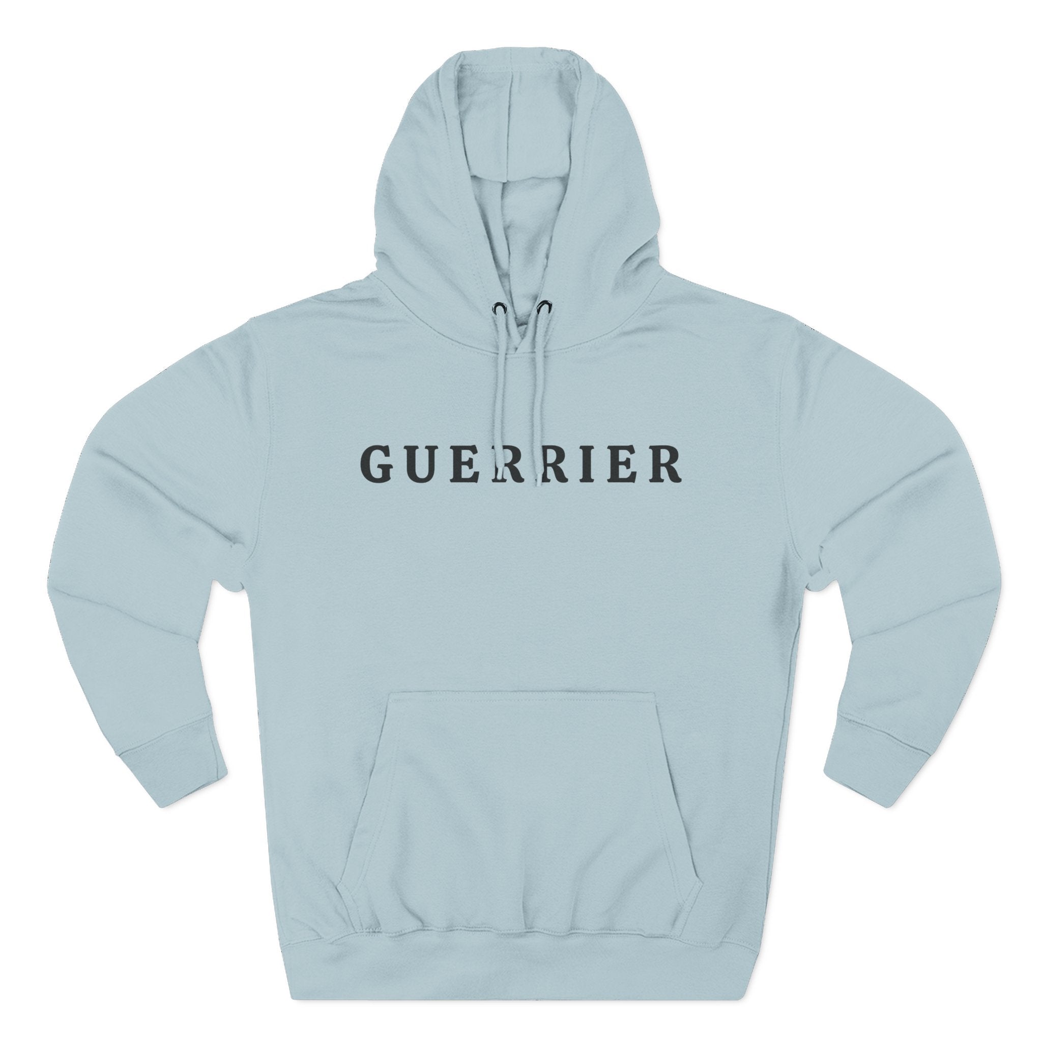 Guerrier Minimalist Hoodie — French 'Guerrier' Text Fleece Pullover