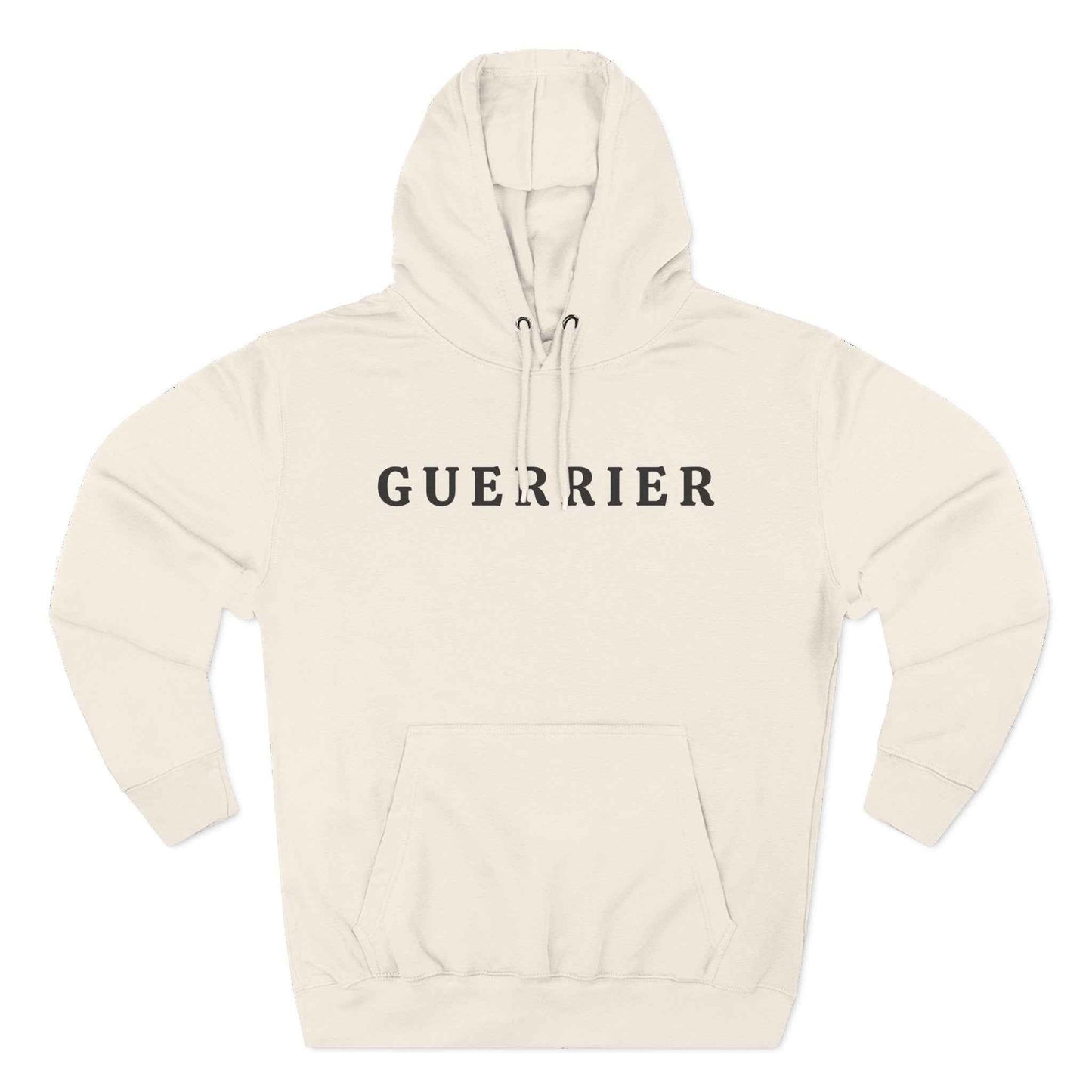 Guerrier Minimalist Hoodie — French 'Guerrier' Text Fleece Pullover
