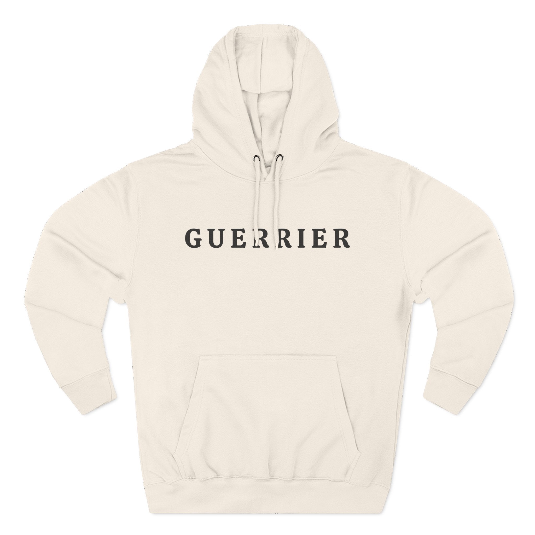 Guerrier Minimalist Hoodie — French 'Guerrier' Text Fleece Pullover